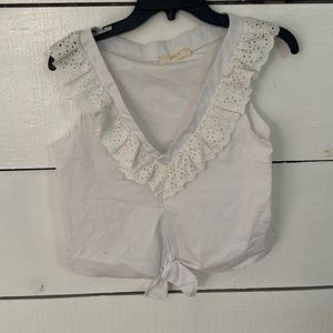 White Women’s Crop Top with Tie